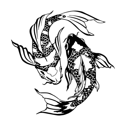 Wall Decals Pvc Koi Carp Fish Yin Yang Symbol Oriental Fishes Tattoo Culture