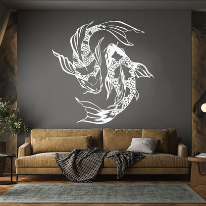 Wall Decals Pvc Koi Carp Fish Yin Yang Symbol Oriental Fishes Tattoo Culture