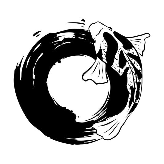 Lettering Stickers Zen Enzo Fish Asian Style Koi Carp Japanese Removable Without Leaving Glue