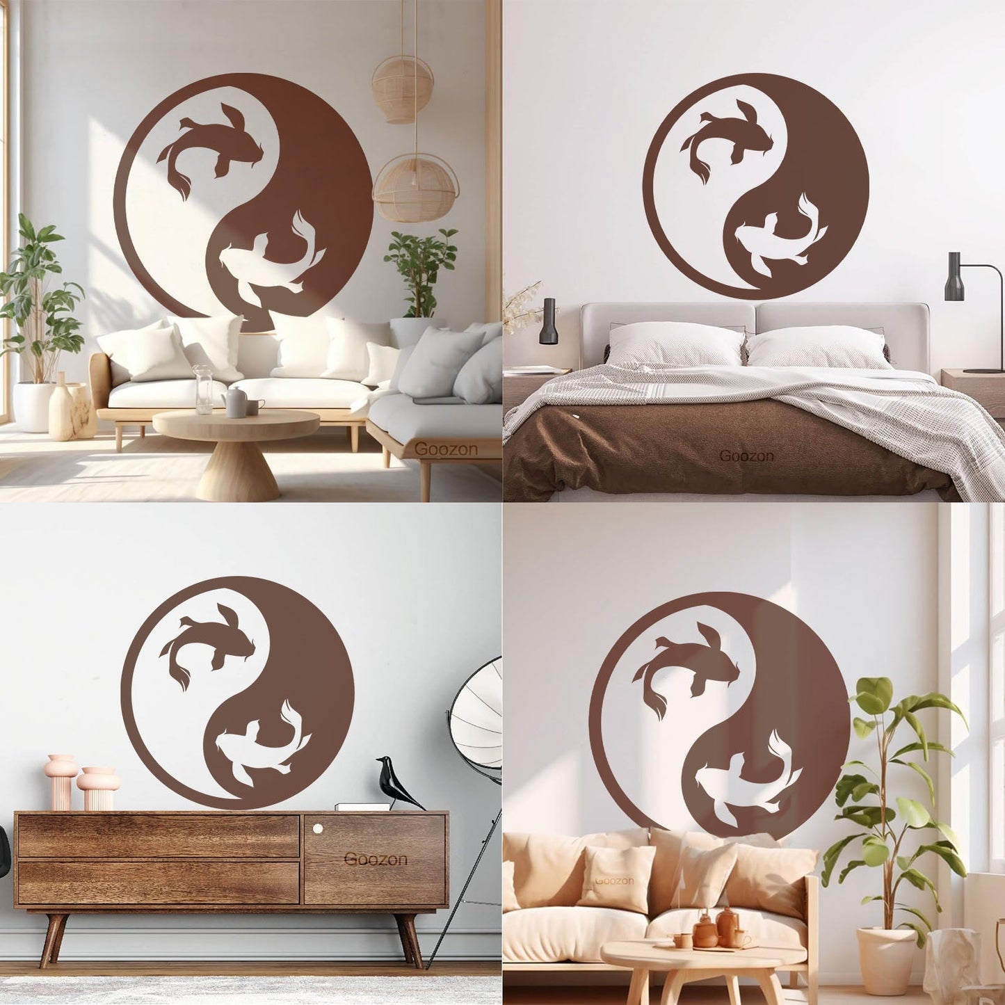 Wall Decals Paster Paper Zen Koi Fish Yin Yang Asian Ation Self Adhesive