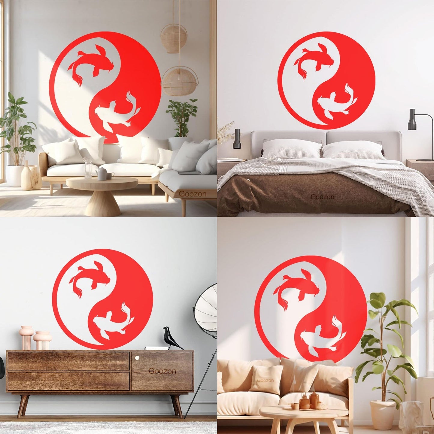 Wall Decals Paster Paper Zen Koi Fish Yin Yang Asian Ation Self Adhesive