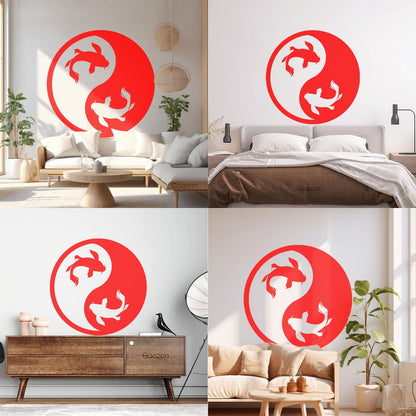 Wall Decals Paster Paper Zen Koi Fish Yin Yang Asian Ation Self Adhesive