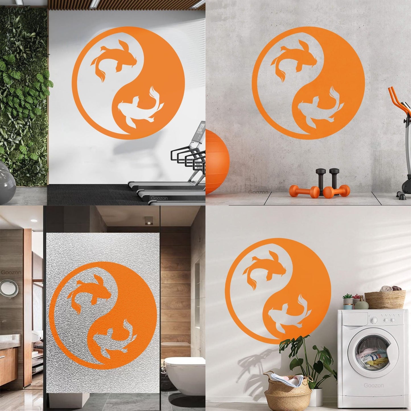 Wall Decals Paster Paper Zen Koi Fish Yin Yang Asian Ation Self Adhesive
