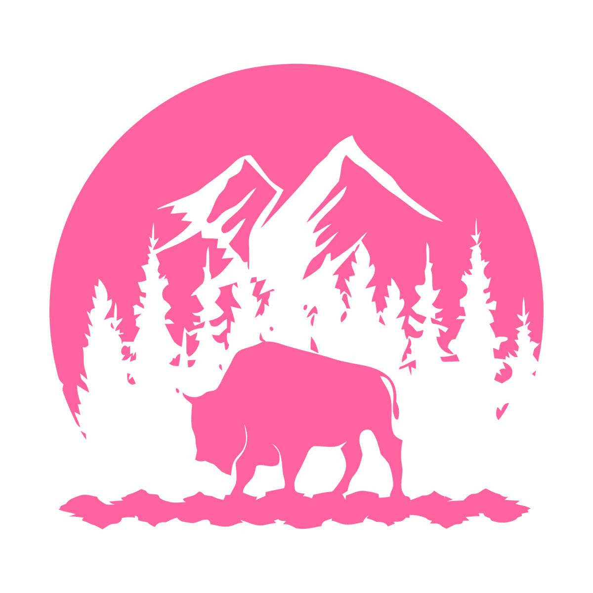 Sticker mural décoratif en vinyle représentant un taureau et des montagnes, silhouette naturelle d'animaux, forêt, tourisme, stickers pour verre