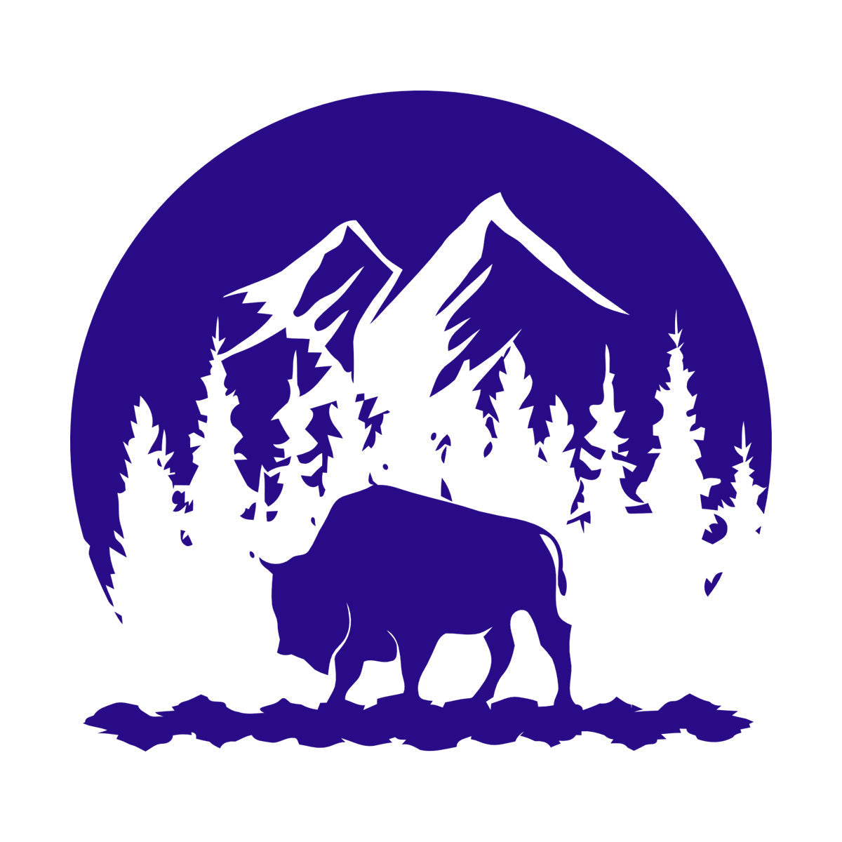 Sticker mural décoratif en vinyle représentant un taureau et des montagnes, silhouette naturelle d'animaux, forêt, tourisme, stickers pour verre