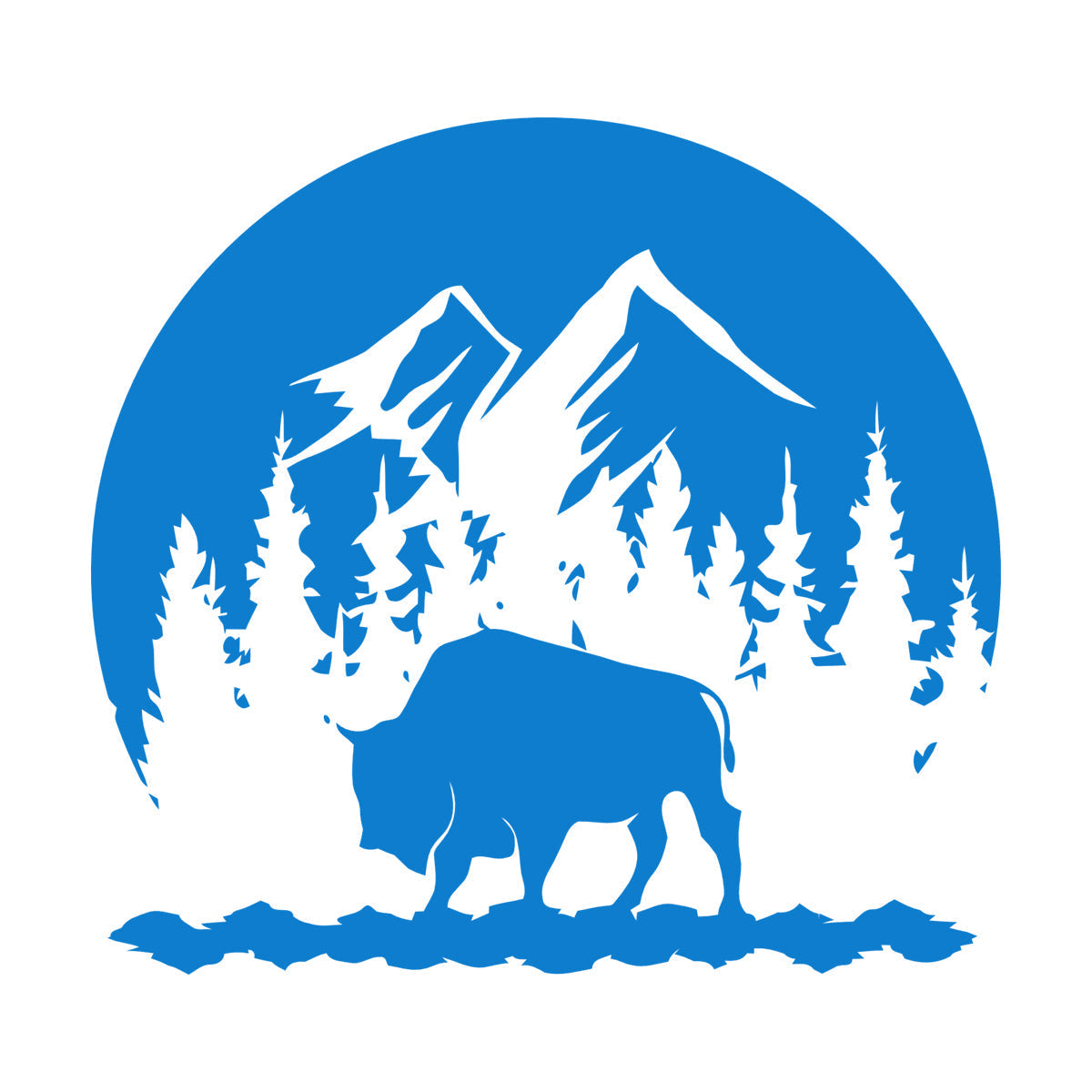 Sticker mural décoratif en vinyle représentant un taureau et des montagnes, silhouette naturelle d'animaux, forêt, tourisme, stickers pour verre