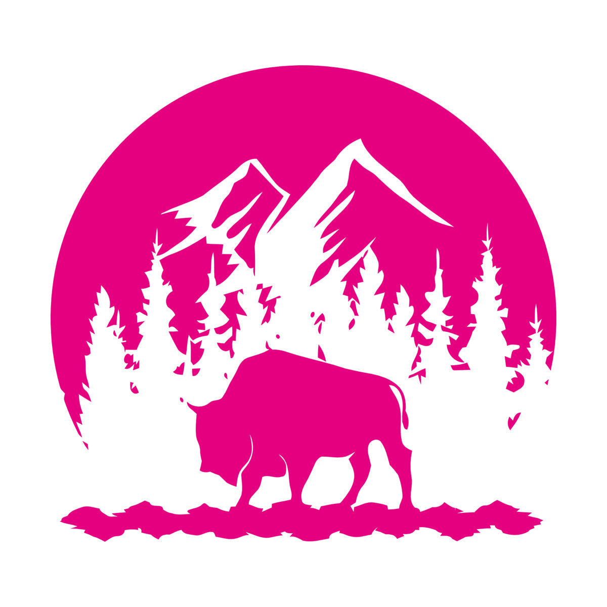 Sticker mural décoratif en vinyle représentant un taureau et des montagnes, silhouette naturelle d'animaux, forêt, tourisme, stickers pour verre