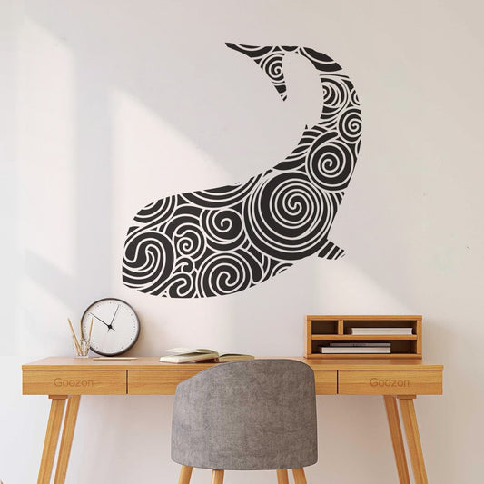 Autocollant vinyle représentant une baleine, l'océan, la mer et le milieu marin. Possibilité de modification et d'ajout d'informations.