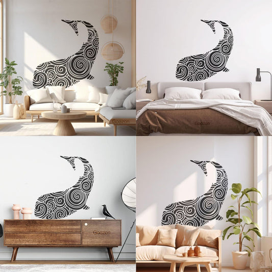 Autocollant vinyle représentant une baleine, l'océan, la mer et le milieu marin. Possibilité de modification et d'ajout d'informations.