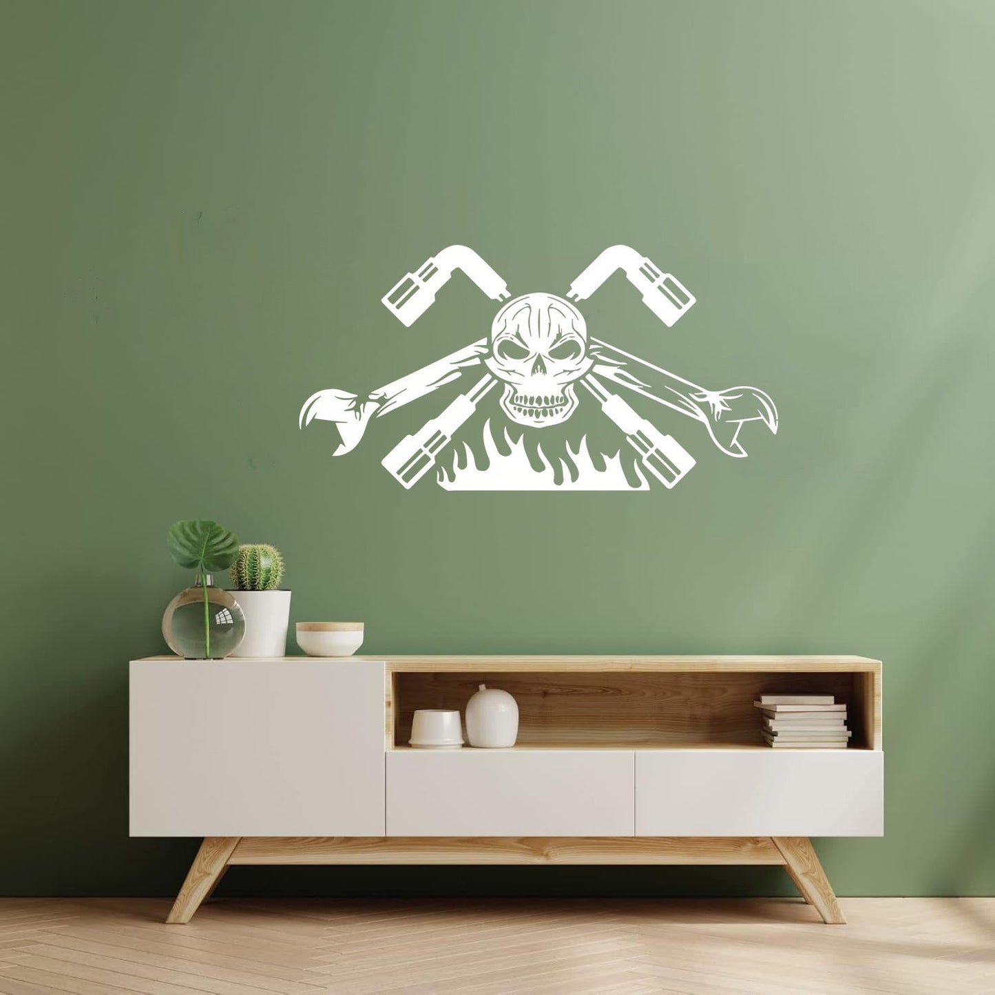 Engraving Decals Auto Workshop Car Dealership Skeleton Skull Garage Can Modify And Add Information