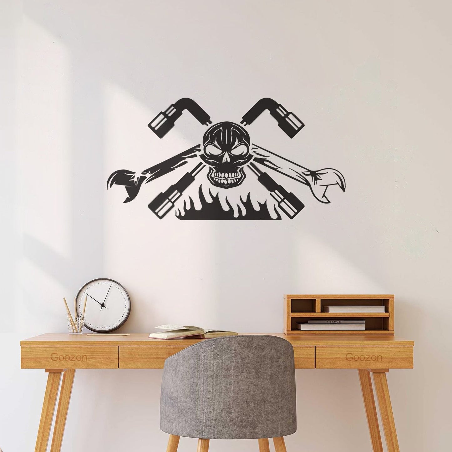 Engraving Decals Auto Workshop Car Dealership Skeleton Skull Garage Can Modify And Add Information