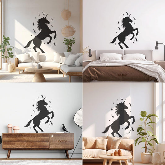 Cartoon Unicorn Fairy Stars Beast Fine Carving Decals Store Decoration