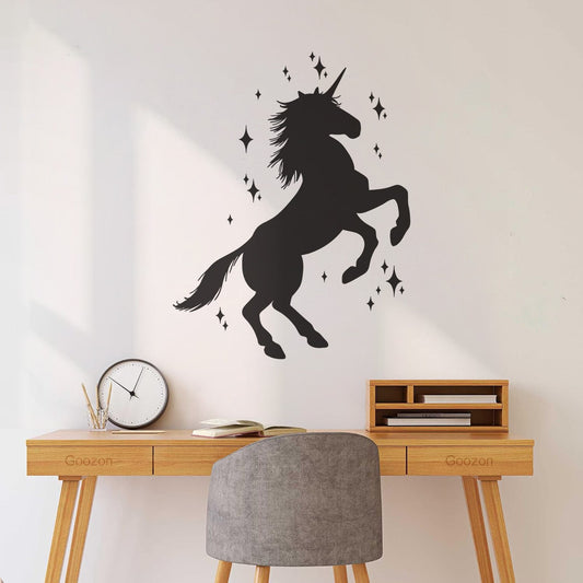 Cartoon Unicorn Fairy Stars Beast Fine Carving Decals Store Decoration
