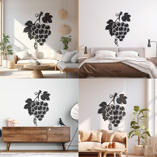 Wall Decals Wine Grapes Fruit Food Kitchen Glass Stickers