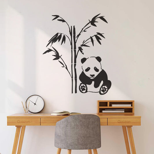 Vinyl Art Sticker Panda Panda Family Bamboo Removable Without Leaving Glue