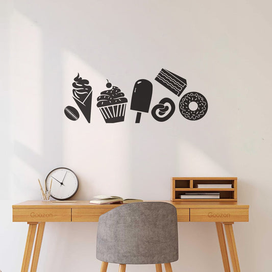 Vinyl Wall Stickers Dessert Shop Candy Candied Fruit Ice Cream Cake Donut Coffee Beans Refrigerator Cafe Easy Installation