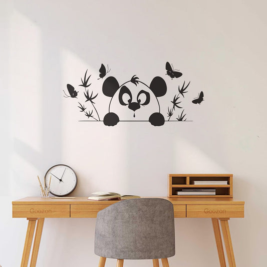 Engraving Stickers Panda Children Cartoon Butterfly Bamboo Glass Stickers
