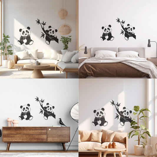 Lettering Decals Panda Bamboo Tree Children'S Jungle Zoo Animal Forest Playroom Waterproof