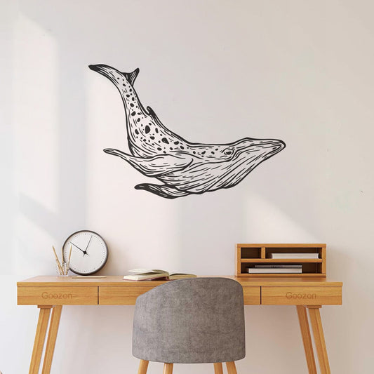 Sticker mural décoratif en vinyle, motif baleine, pour salle de jeux d'enfants, salle de bain, thème nautique, animaux marins, imperméable