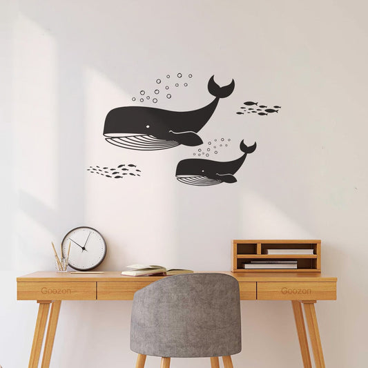 Autocollants gravés Baleine Océan Poisson Salle de bain Animal sous-marin Baleine Voile Kit de film de transfert inclus