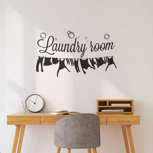 Wall Decals Pvc Laundry Room Character With Clothes Red Restroom Toilet S Store Decoration