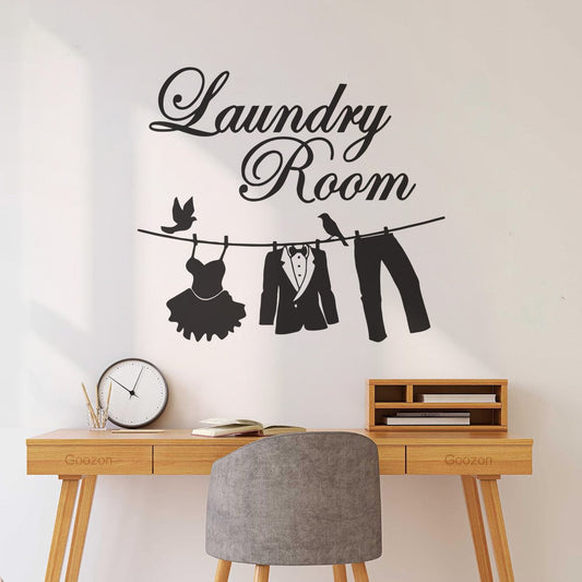 Engraving Stickers Art Laundry Room Birds Clothes Cute Pattern Balcony Art Decoration