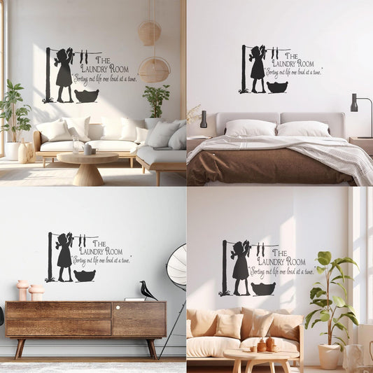 Lettering Stickers Laundry Room Laundry Sign Quote Sorting One Batch Of Clothes At A Time It Won'T Fall Off