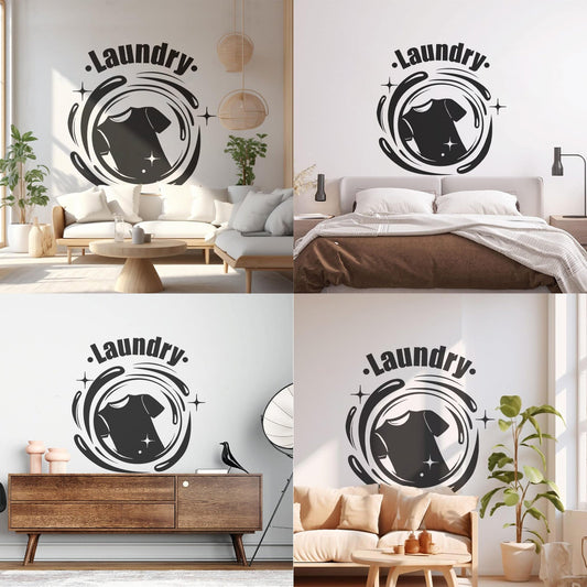Wall Decals Laundry Logo Clothing Pattern Dry Cleaning Service Store Tattoo Culture