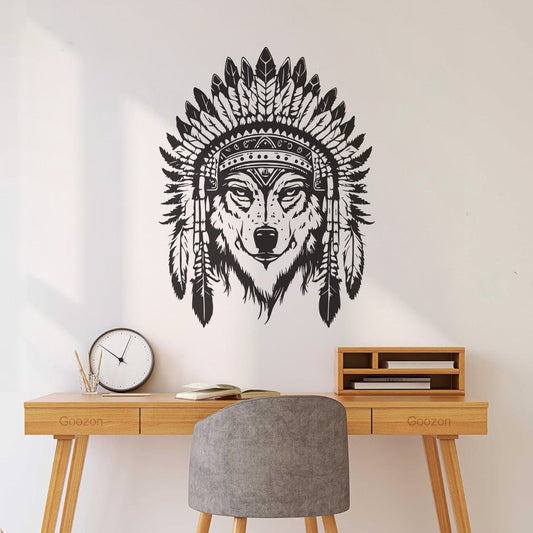 Wall Decals A Wolf Wearing An Indian Chief'S Headdress Tattoo Culture