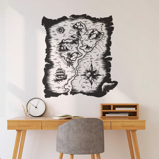 Wall Vinyl Sticker Decor Silhouette Treasure Map Only Art Mural Painting