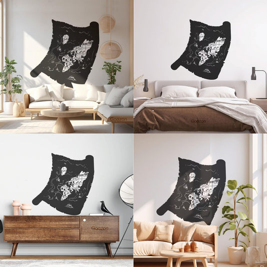 Fine Carving Stickers Silhouette Treasure Map Scroll Paper Only Multiple Size Options