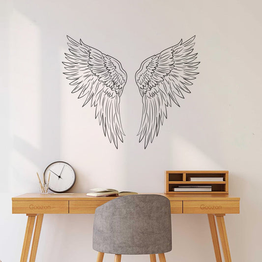 Engraving Decals Angel Wing Outline Wall Beautification