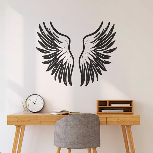 Angel Wings Minimalist And Simple Silhouette Wall Decals Pvc Equipped With Transfer Film Kit