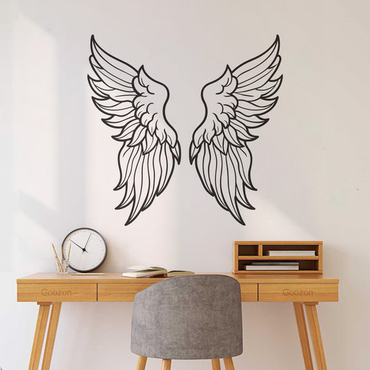 Lettering Stickers Angel Wings Outline Digital Line Art Easy Installation