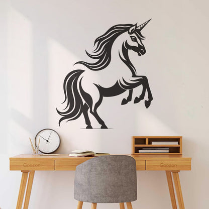 A Stylized And Of A Rearing Unicorn Perfect Engraving Stickers Easy Installation