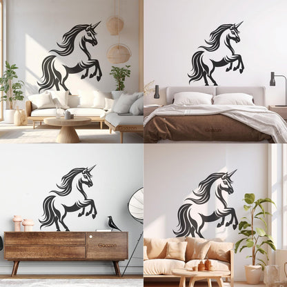 A Stylized And Of A Rearing Unicorn Perfect Engraving Stickers Easy Installation
