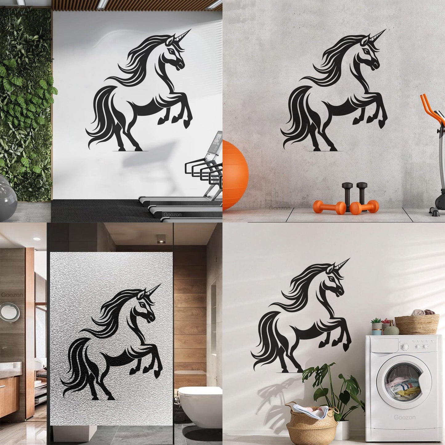 A Stylized And Of A Rearing Unicorn Perfect Engraving Stickers Easy Installation