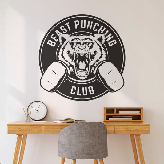 Fine Carving Decals Boxing Logo With Bear Head Mascot Car Body Decoration