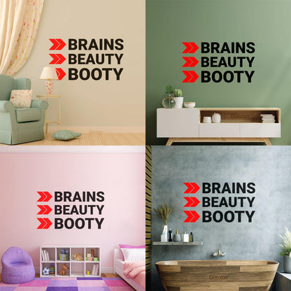 Lettering Decals Brains Beauty Booty Typography Perfect Waterproof