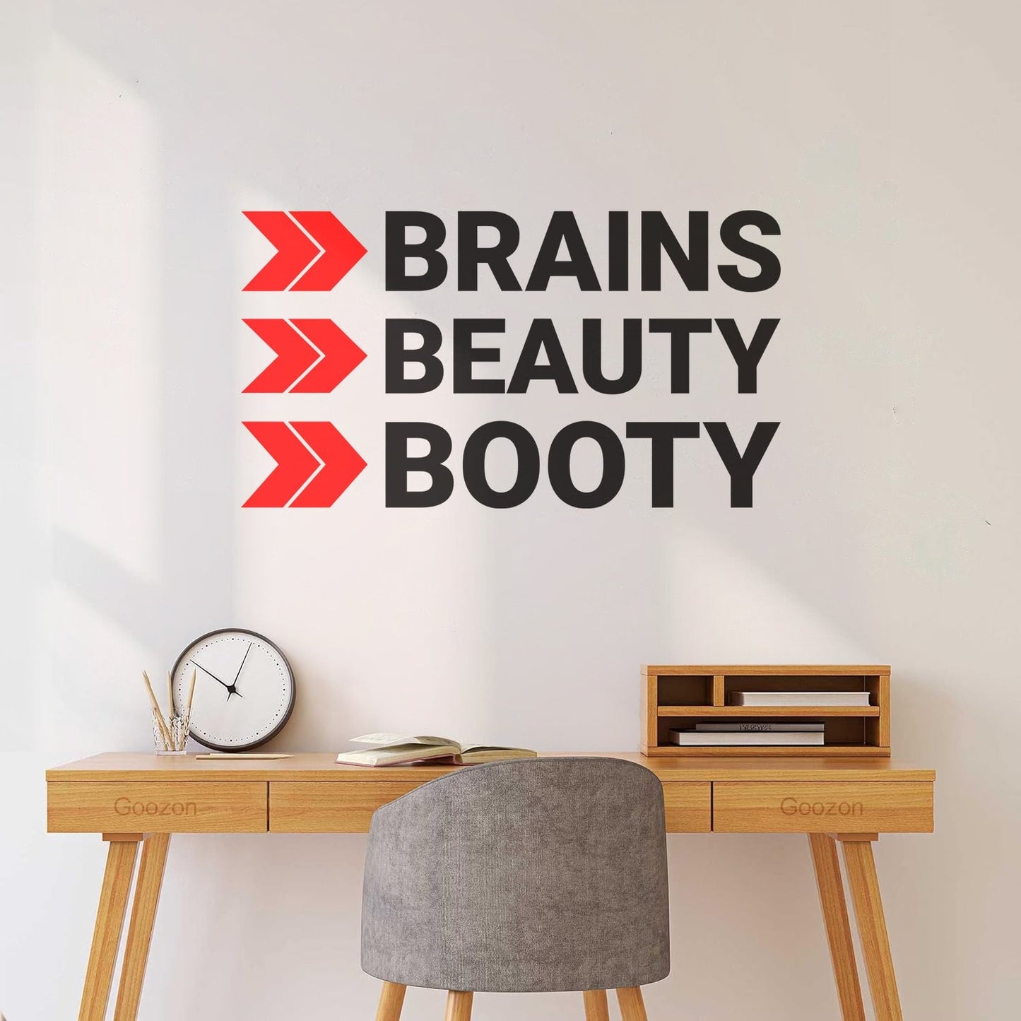 Lettering Decals Brains Beauty Booty Typography Perfect Waterproof