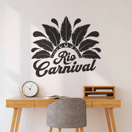 Autocollants décoratifs finement sculptés, motif plumes, emblème du carnaval de Rio (Brésil). N'abîment pas les murs.