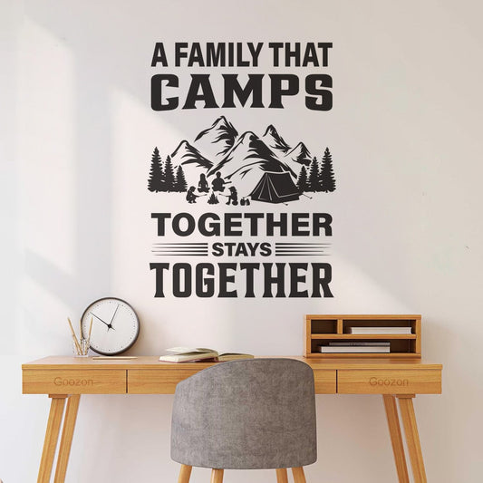 Fine Carving Stickers Camping A Camping Family Bonfire Bear Man Guitar Forest Silhouette Art Mural Painting