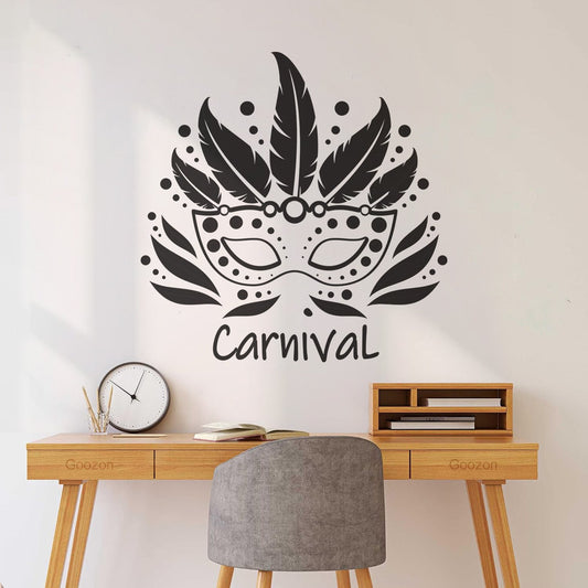 Autocollants muraux, papier adhésif, masque de carnaval avec plumes, divertissement, possibilité de modification et d'ajout d'informations