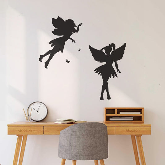 Cartoon Magic Fairy Tale Fairy Silhouette Girl Butterfly Flying Elf Wall Stickers Paster Paper Waterproof