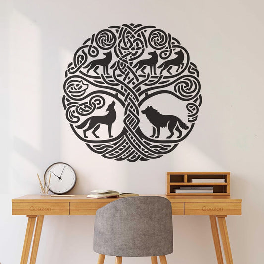 Lettering Decals Celtic Tree Of Life Elegant Celtic Tree With Fox Silhouette Clipart Multi Color Selection