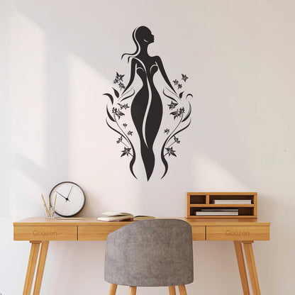 Vinyl Wall Stickers Clean Floral Beauty Hand Drawn Icon Whimsical Feminine Radiance Face Wall Beautification