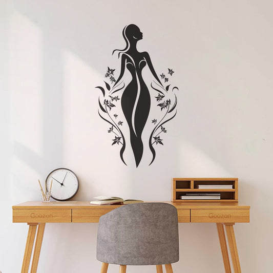 Vinyl Wall Stickers Clean Floral Beauty Hand Drawn Icon Whimsical Feminine Radiance Face Wall Beautification