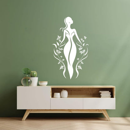 Vinyl Wall Stickers Clean Floral Beauty Hand Drawn Icon Whimsical Feminine Radiance Face Wall Beautification