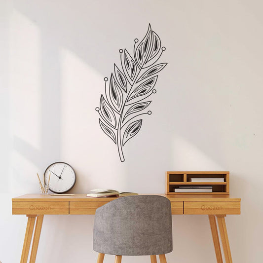 Stickers muraux en vinyle, motifs de plumes stylisées et tribales, autocollants.