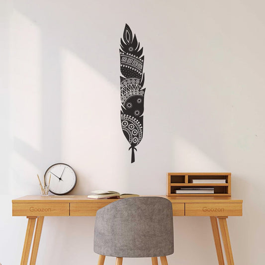 Stickers muraux en vinyle - Plumes stylisées de style ethnique - Sélection multicolore